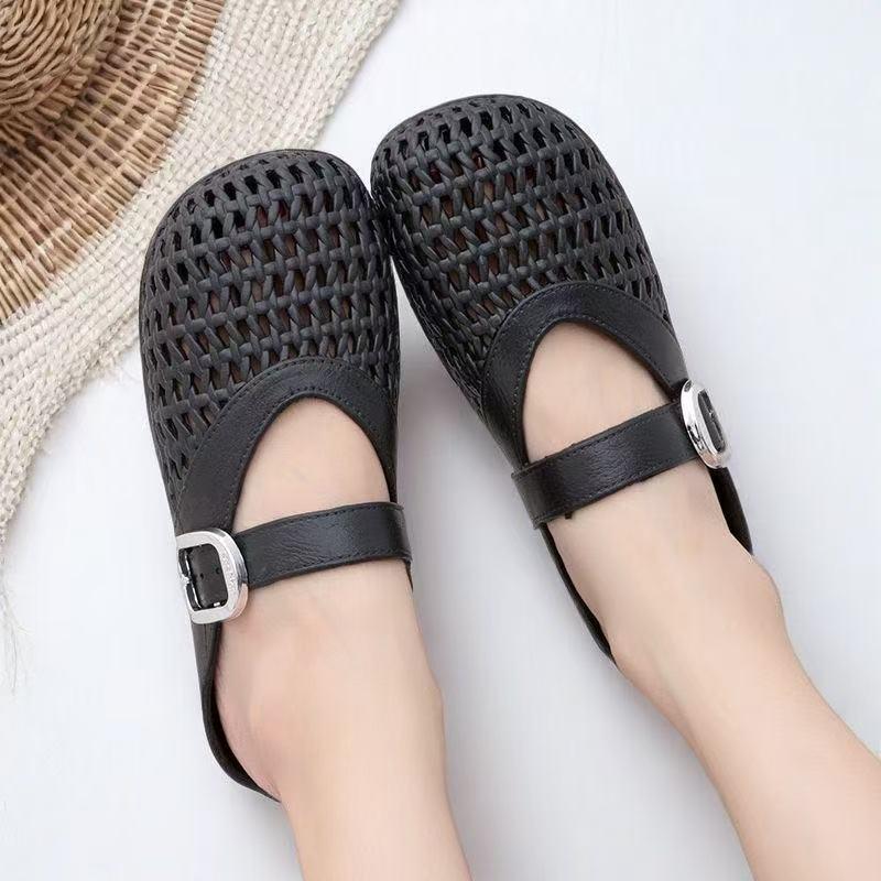 

Женские повседневные сандалии-балетки с закрытым носком - 2025 Летние дышащие универсальные уличные туфли 36-37