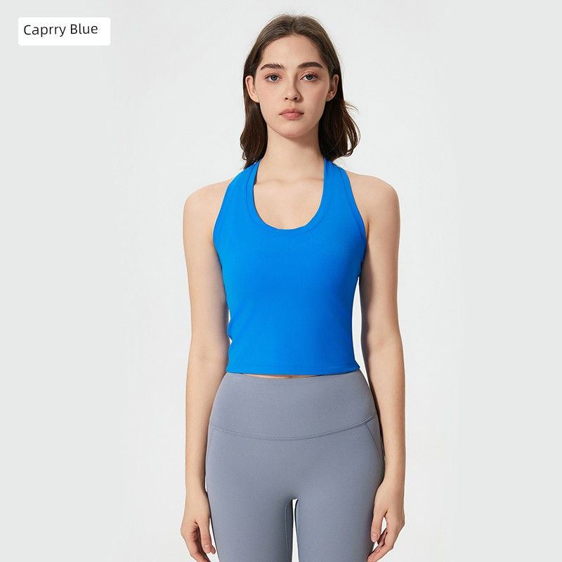 2025 Spring and Summer New Nude Feel H-Shaped Beauty Back Sports Vest Female Outwear Casual All-Matching Short Fitness Yoga Wear