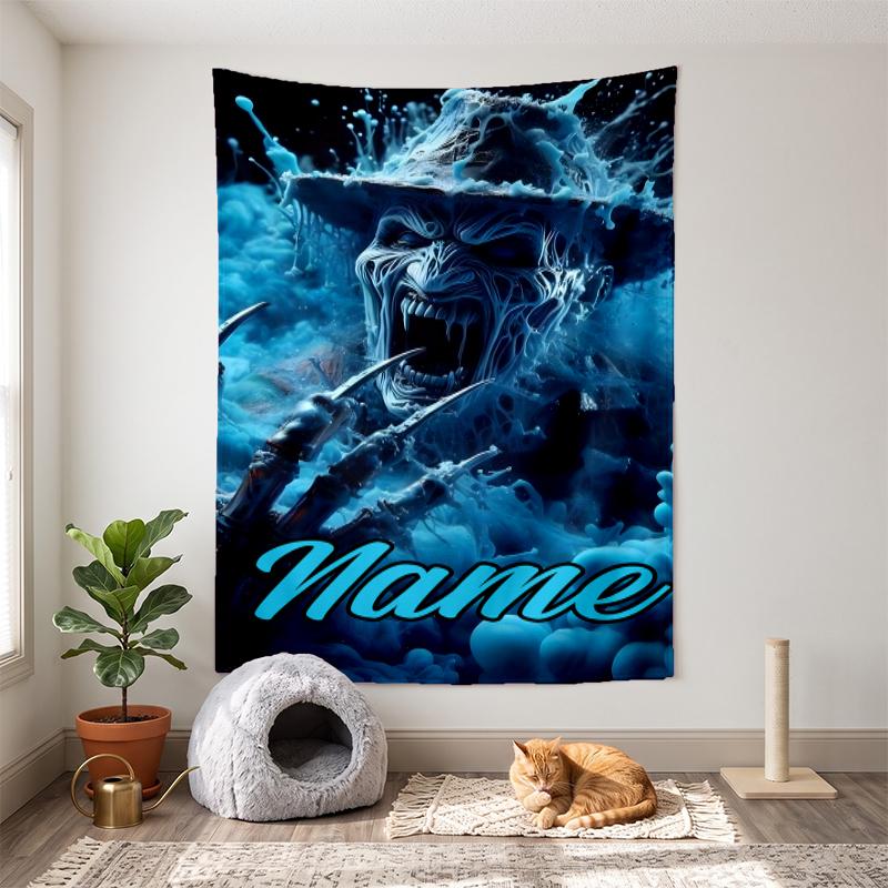 Freddy Krueger (1) Customizable Name Decorative Wall Tapestry Ideal Choice for Wall Decor In Bedrooms Living Rooms Dorms and Home