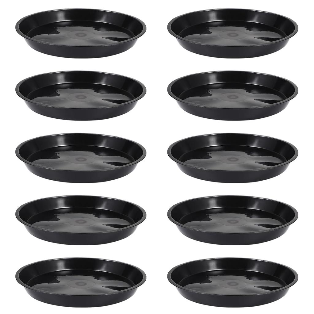 OUNONA Pot Flower Pot Planter Plastic Outer Diameter Shallow Interior Pack of 10 Saucer, Saucer, Saucer, Tray, Plate, 30cm, Plate, Decoration, Black,