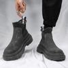 Men's Black Chelsea Ankle Boots: 2025 British Style, Thick Sole, Height-Enhancing Workwear.