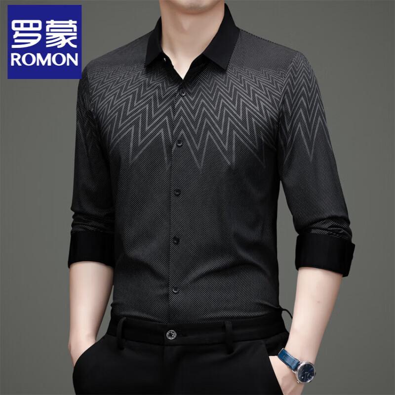Romon Men s Business Casual Wrinkle-Free Long-Sleeve Shirt 115/XL