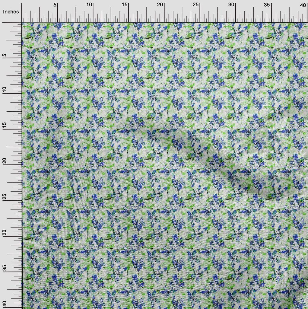 oneOone Cotton Flex Green Fabric Abstract Floral Dress Material Fabric Print Fabric By The Yard 40 Inch