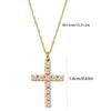 Eco-friendly Brass Cross Necklace - 18K Gold Water Wave Chain with Zircon Accents