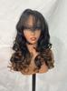 SDD 250% Density Super Quality 4*4 Closure Fringe Bang Wig Brazilian Hair Transparent Lace Bouncy Wave for Black Women