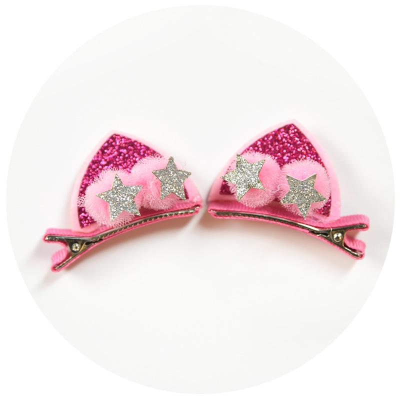 Stereo-sequin Cat Rabbit Ears Clip Cute Kids Bb Pair Clip New Cartoon Bow Top Clip
