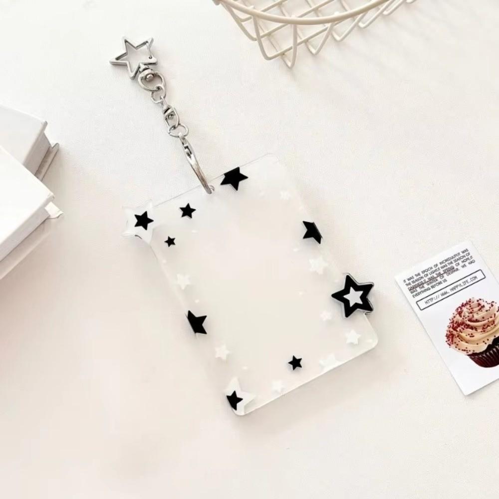 Acrylic Card Holder Colorful Star Student Card Protector Kpop Photocard Holder Keychain  Gift