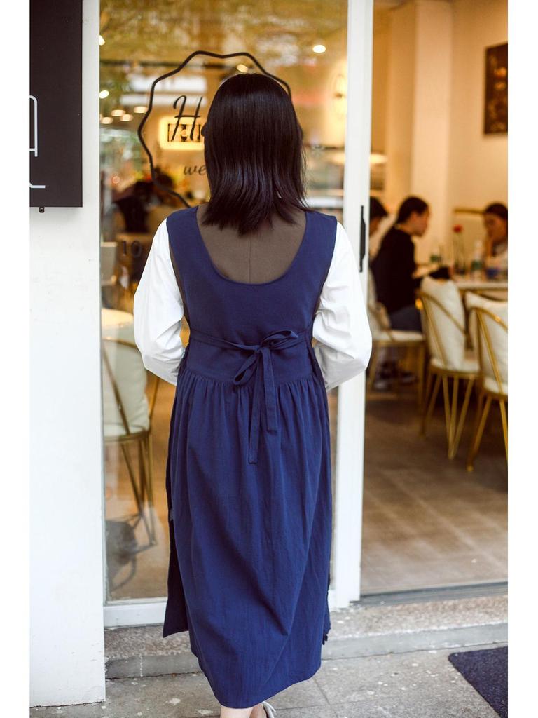 Übergröße Ganzbaumwoll-Blumenschürze mit Seitenöffnung für Nagelkunst - Europäischer & Amerikanischer Stil