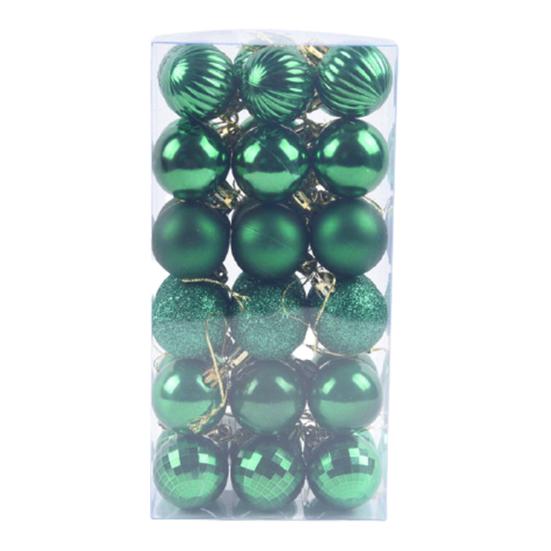 36Pcs Christmas Balls Shatterproof Anti-deform Plastic Decorative Shiny Glitter Xmas Balls for Home