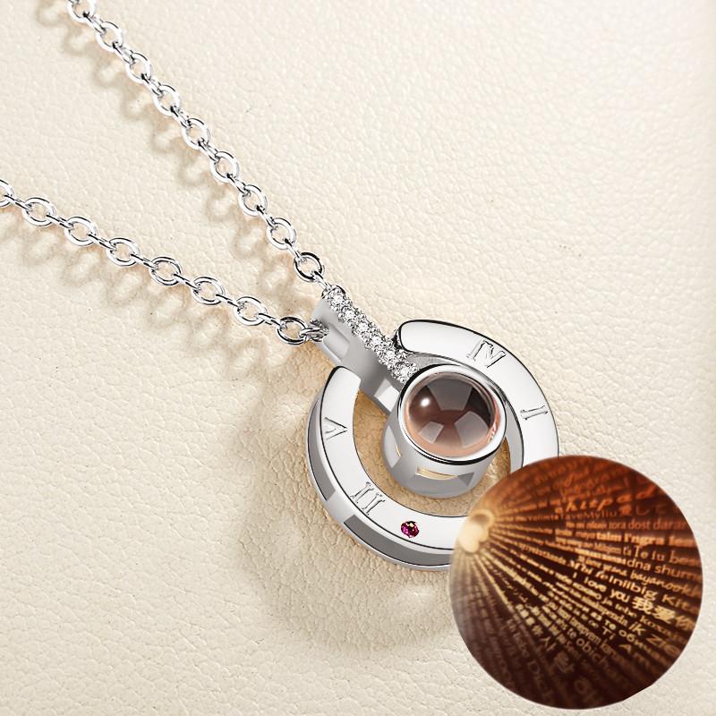 Dropshipping I LOVE YOU In 100 Languages Projection Necklace For Memory Of LOVE Choker Collier Round Shaped Drop Shipping