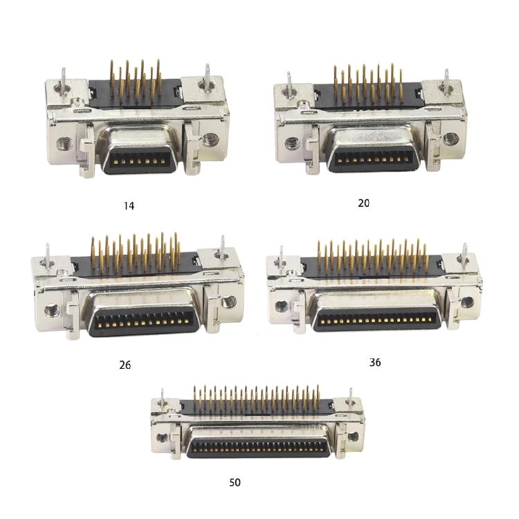 Robuster SCSI-Buchsen-Board-Steckverbinder Metallkontakte 14pol 20pol 26pol 36pol 50pol Lötplatine Halter