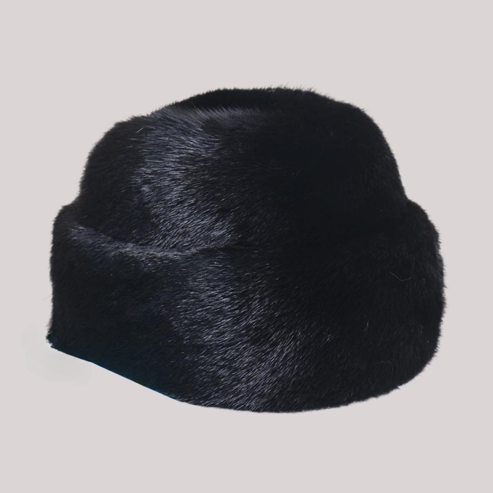 Men Mink Fur Hat New Fashion Men's Real Mink Fur Cap Winter Warm Top Hat Headgear Beanie Beret Natural Real Mink Fur Cap For Men