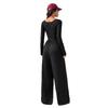 2026 Europäischer & Amerikanischer Stil Quadratischer Ausschnitt Jumpsuit - Langarm, Taillenbetonend, Weitbeinige Hose, Lässiger High Waist Jumpsuit für Damen