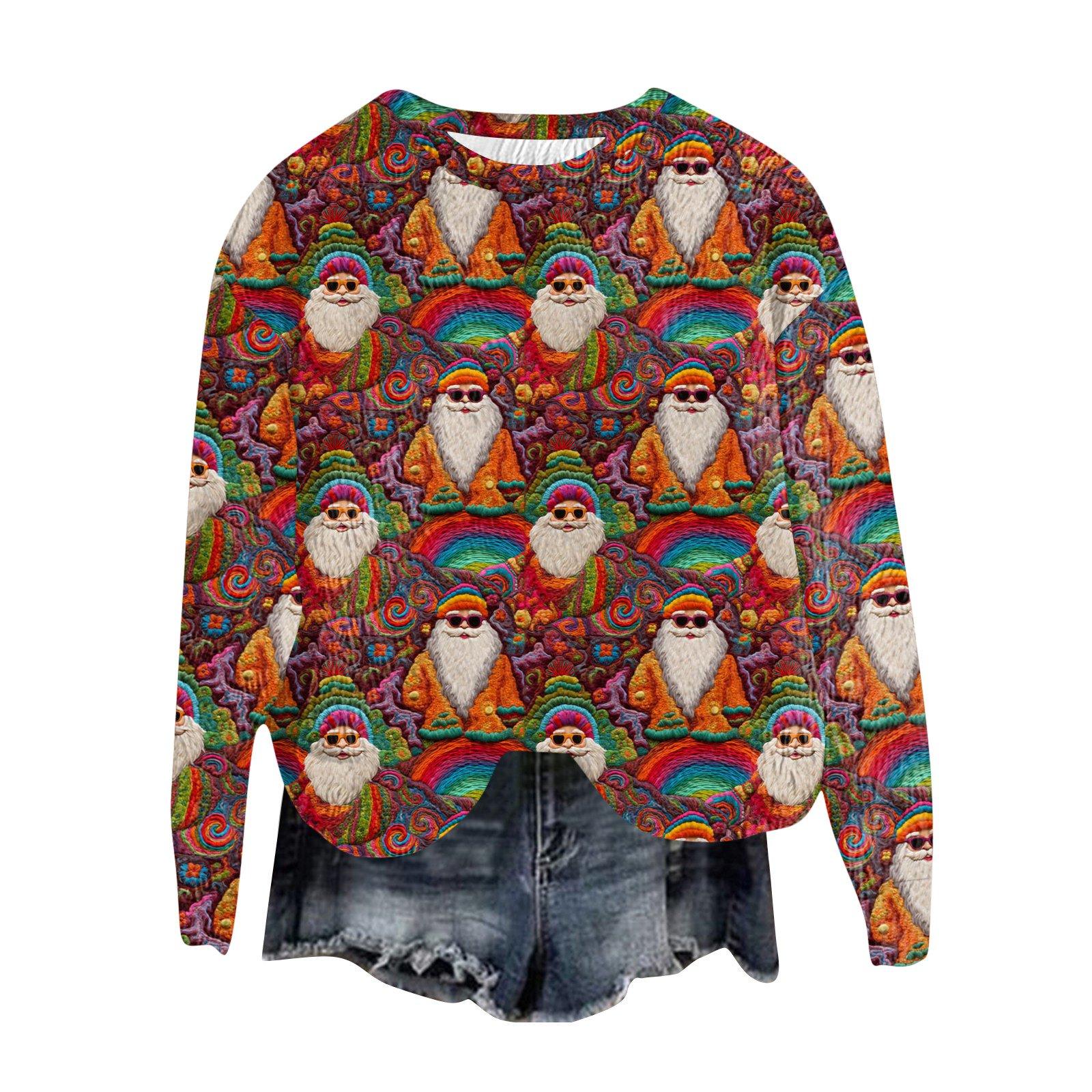 

Женский модный пуловер с круглым вырезом, футболка с длинным рукавом, рождественская толстовка с принтом XXL