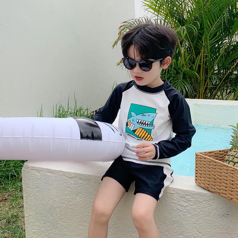 

Boy s Black Shark Long Sleeve Sun Protection Swimsuit - Small/Medium 130 cm
