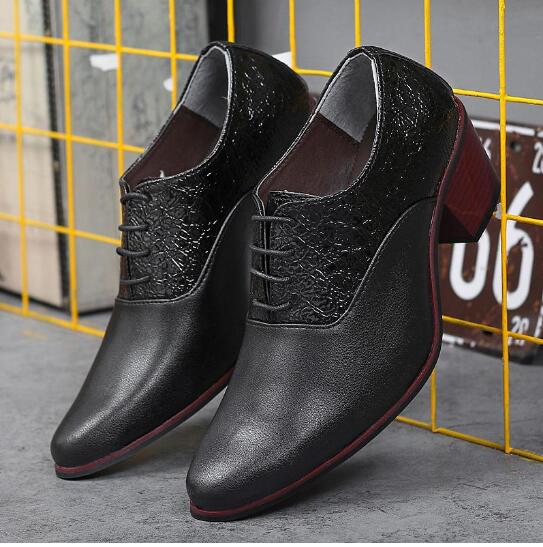 

Модная кожаная мужская обувь с острым носком, элегантная, качественная кожа, высокий каблук, мужские туфли Оксфорды для мужчин, деловая обувь M258 44