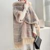 Cloak Shawl Jacket Winter Thickened Sequins Tassel Hooded Fur Collar Wool Jacket 1192 #