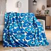 1Pc Blue Floral Blanket Soft And Comfortable Casual Warm Camping Travel Christmas Halloween Xmas Gift M928187