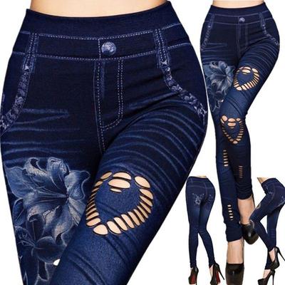 Vrouwen lange casual slanke broek elastische panty bedrukte legging hoge taille magere broek potloodbroek