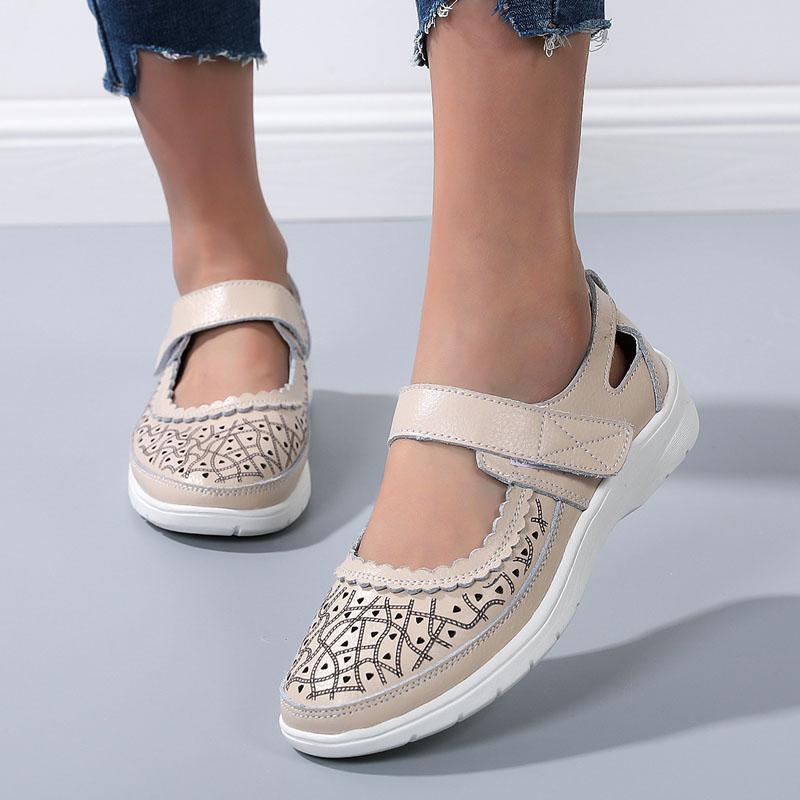 Female Sandals 2025 New Summer Breathable Sandals Women Genuine Leather Cutout Flat Platform Casual Shoes Size 42 WSH4372