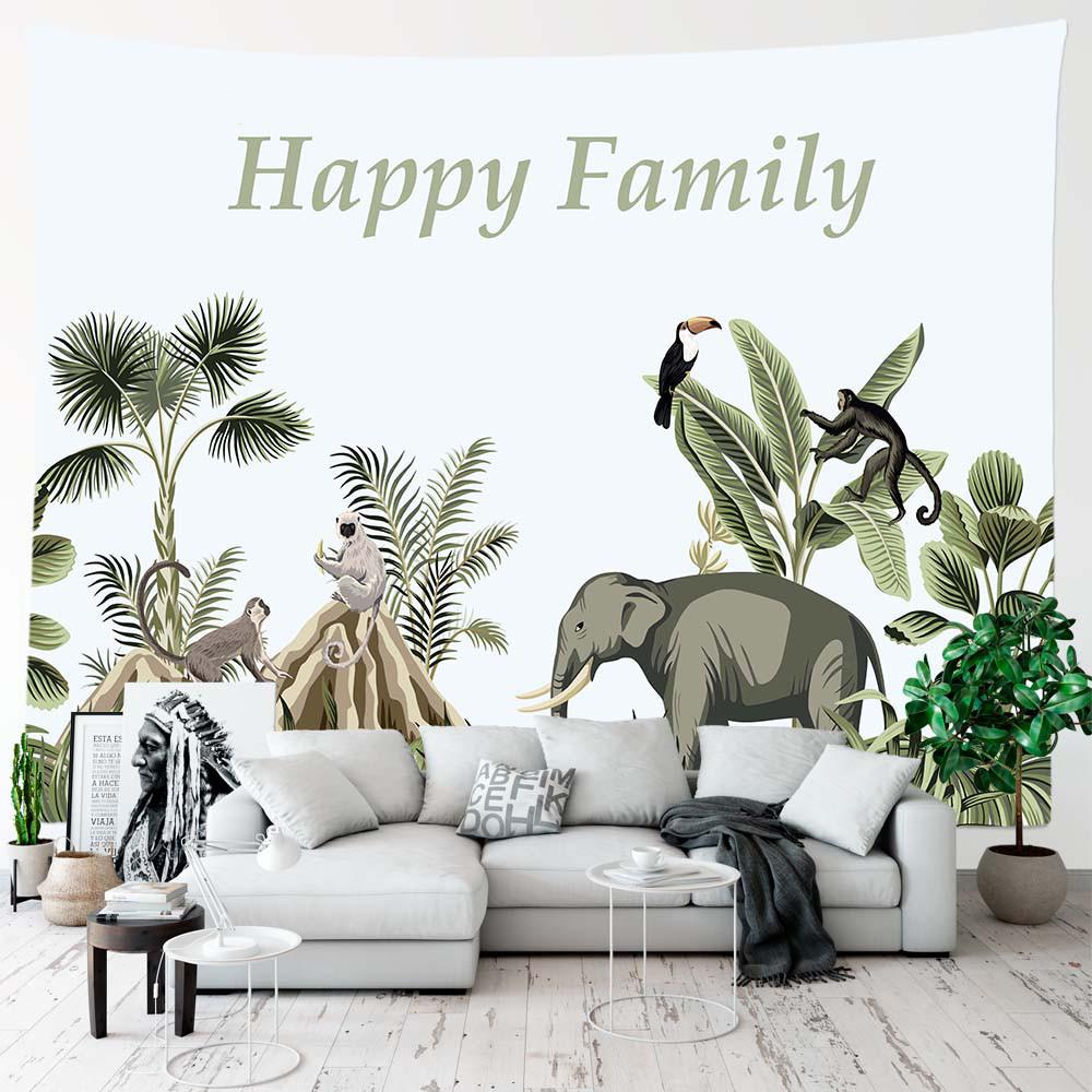 Tapiserie cu plante, agățat pe perete, pentru decorarea camerei, frunze tropicale, peisaj, flori, fundal, decor pentru dormitor