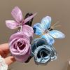 Butterfly Hair Clip Artificial Peony Flower with Acrylic Crocodile Clip Flower Hair Barrette for Beach Vacation Party Dress-up