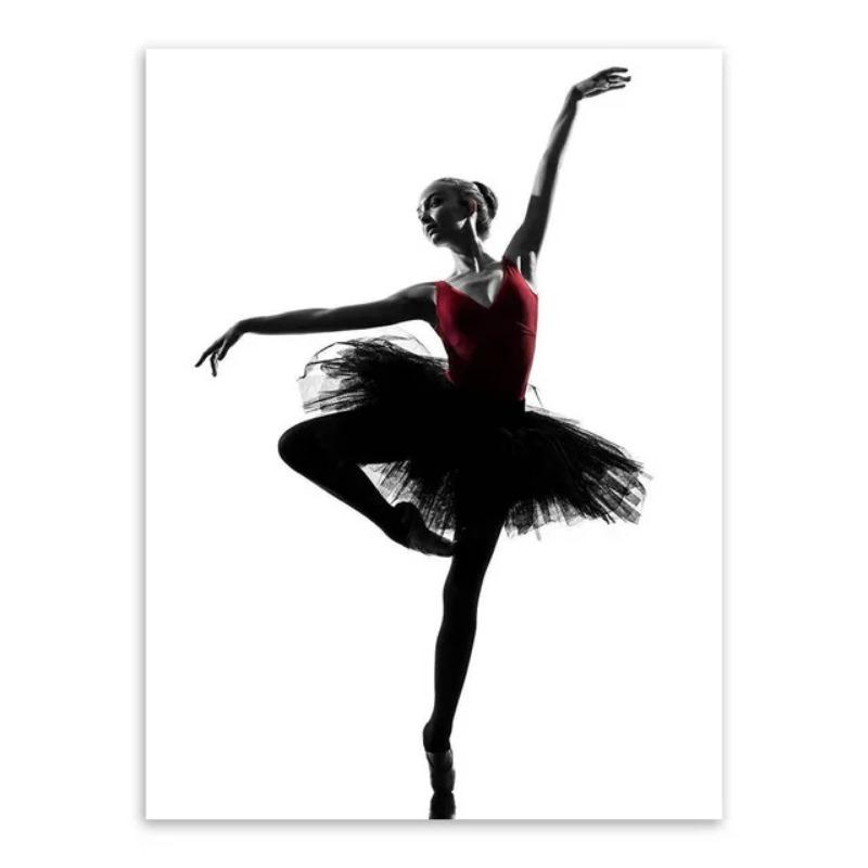Modern Black White Ballet Dancer Canvas Painting Silhouette Beauty Girl Photo Art Prints and Posters Wall Art Pictures for Decor