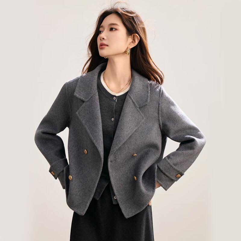 TERRE BLEUE Women's Wool Blend Lapel Coat