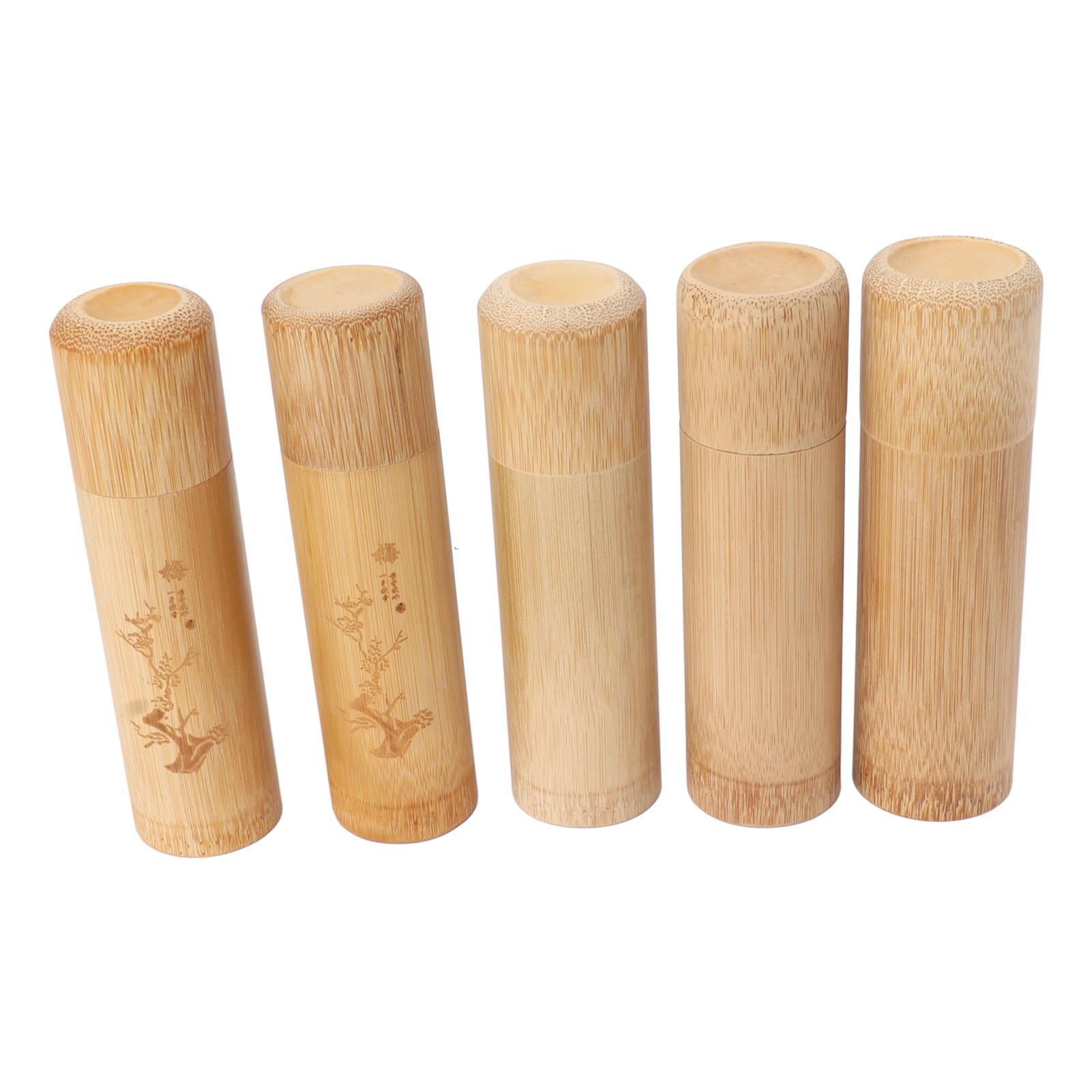 

5 шт. Длина 12 см Дорожная бамбуковая чайница Контейнер для хранения чая Банка для кофейных зерен Орехи 2 шт.