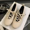 Comfort Soft Leather Lace Up Ballet Flats Women Round Toe Lightweight  Shoes Elegant Party Dress Shoes Zapatos De Mujer