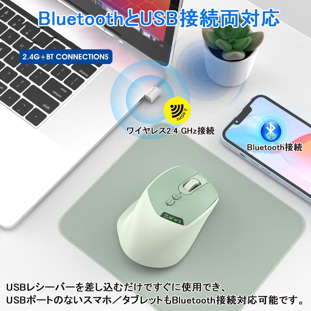 [Multi-Connection, 2.4GHz & Bluetooth] Wireless Mouse, Quiet, Type-C Charging, 100016002000 DPI, for Laptops, PCs, iPads, Tablets, and Smartphones