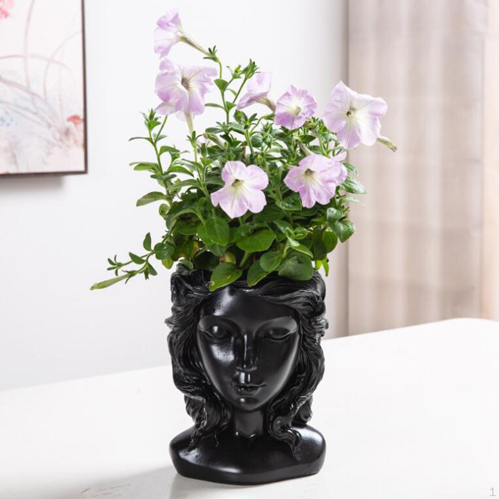 

Head Planter Home Decor Human Face Resin Pot Vase for Living Room чорний