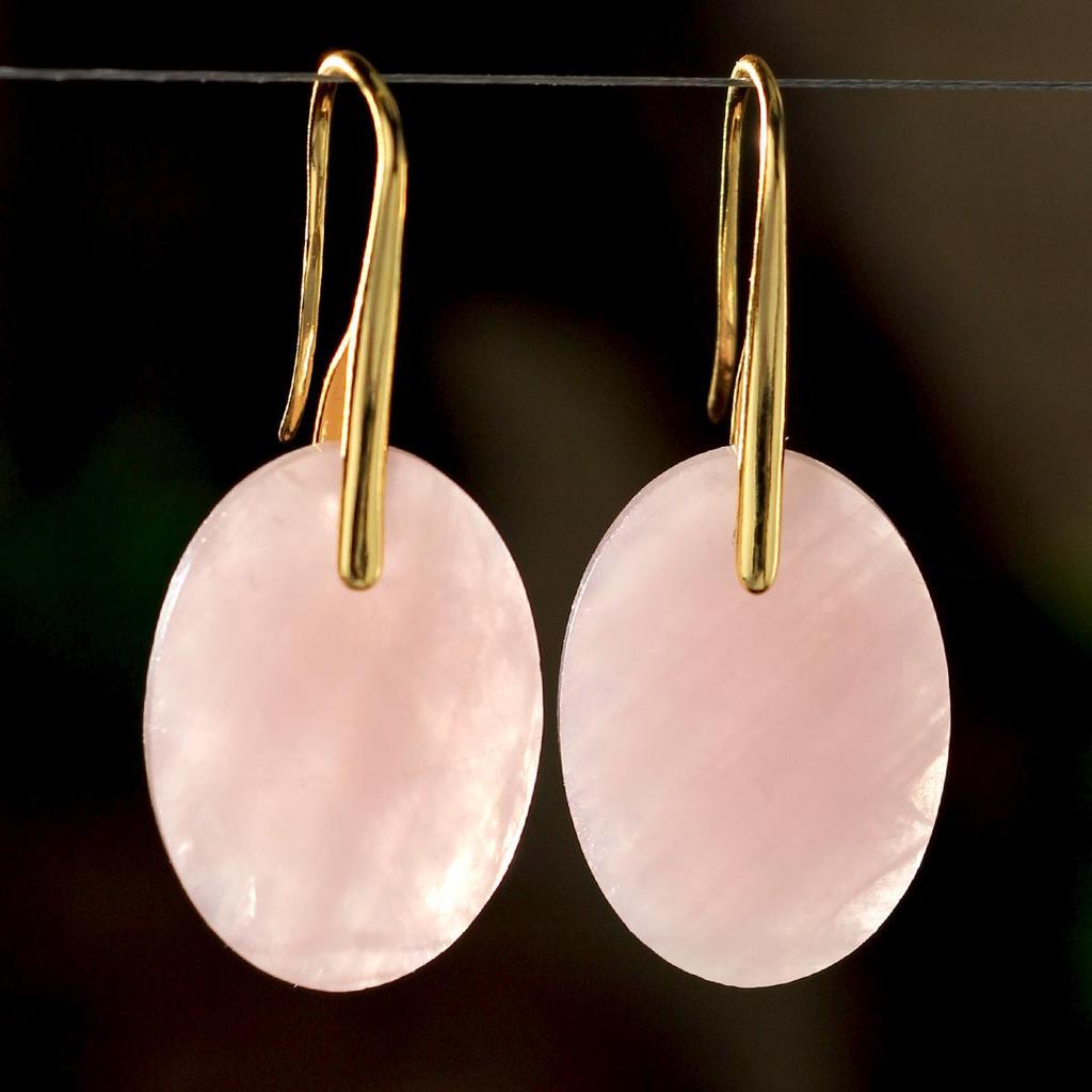 Elegant Pink Crystal Pendant Earrings: European & American Style, Light Luxury with Natural Stone Drops