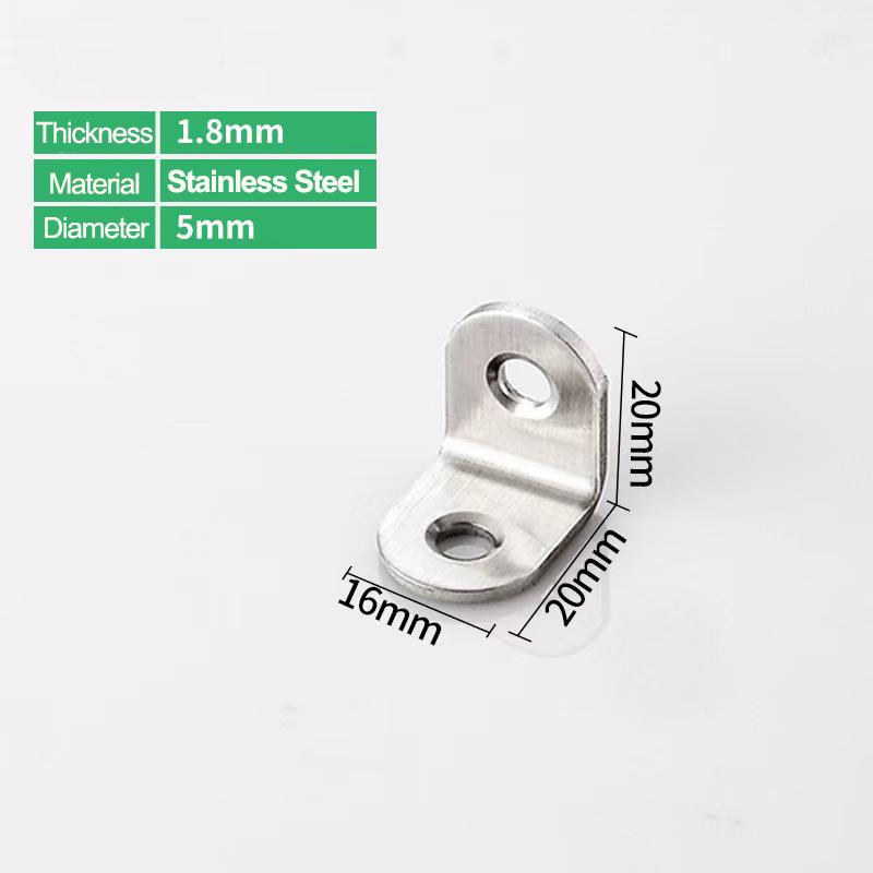 20/50/100PCS L Brackets Stainless Steel Corner Braces with Screws, 90° Right Angle Shelf Supports for Wood Furniture Accessories, Table