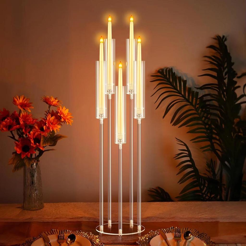 Transparent Acrylic Cross Wedding Candlestick for Banquets, Hotels, Aisles, Restaurants, and Bars