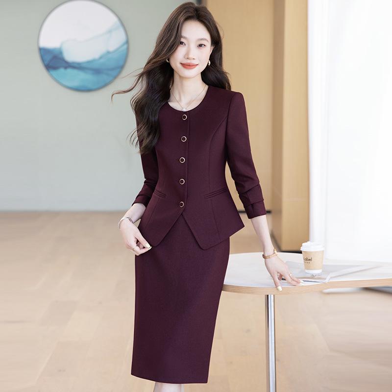 Women's Professional Formal Suit Skirt Set: Elegant Work Apparel for Receptionists
