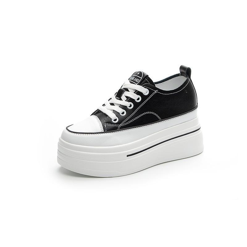 8 Inner Height Increase Casual Women's Shoes Autumn New Small Muffin Platform White Shoes Leather Small Size Board Shoes