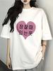 Koreanisches Herz Buchstaben Print Grafik T-Shirt Damen Unisex Sommer Kurzarm Lässig Oversized Harajuku Kpop Mode Streetwear Oberteil