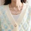 Knitted Cardigan Fall and Winter Casual V-neck Jacquard Long-sleeved Loose Knit Women's Sweater Comfortable Versatile and Fashionable