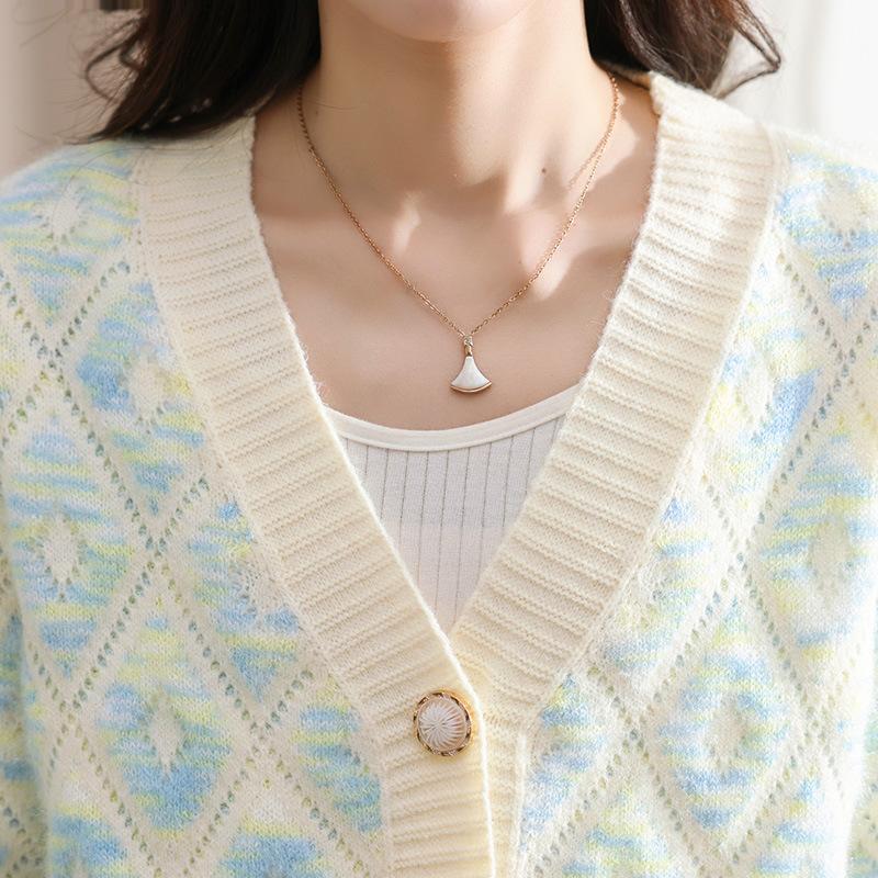 Knitted Cardigan Fall and Winter Casual V-neck Jacquard Long-sleeved Loose Knit Women's Sweater Comfortable Versatile and Fashionable