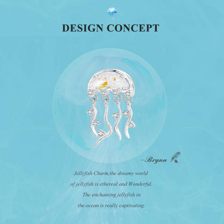 BAMOER 925 Sterling Silver Breloc de meduze Curcubeu Pandantiv coadă de sirenă Margele de vis de ocean se potrivesc DIY Brățară Colier Bijuterii