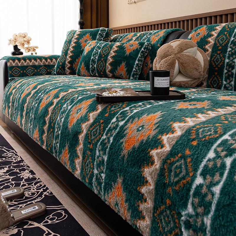 Bohemian Plush Sofa Cushion - Non-Slip, Winter-Ready, Thickened Cover 2025
