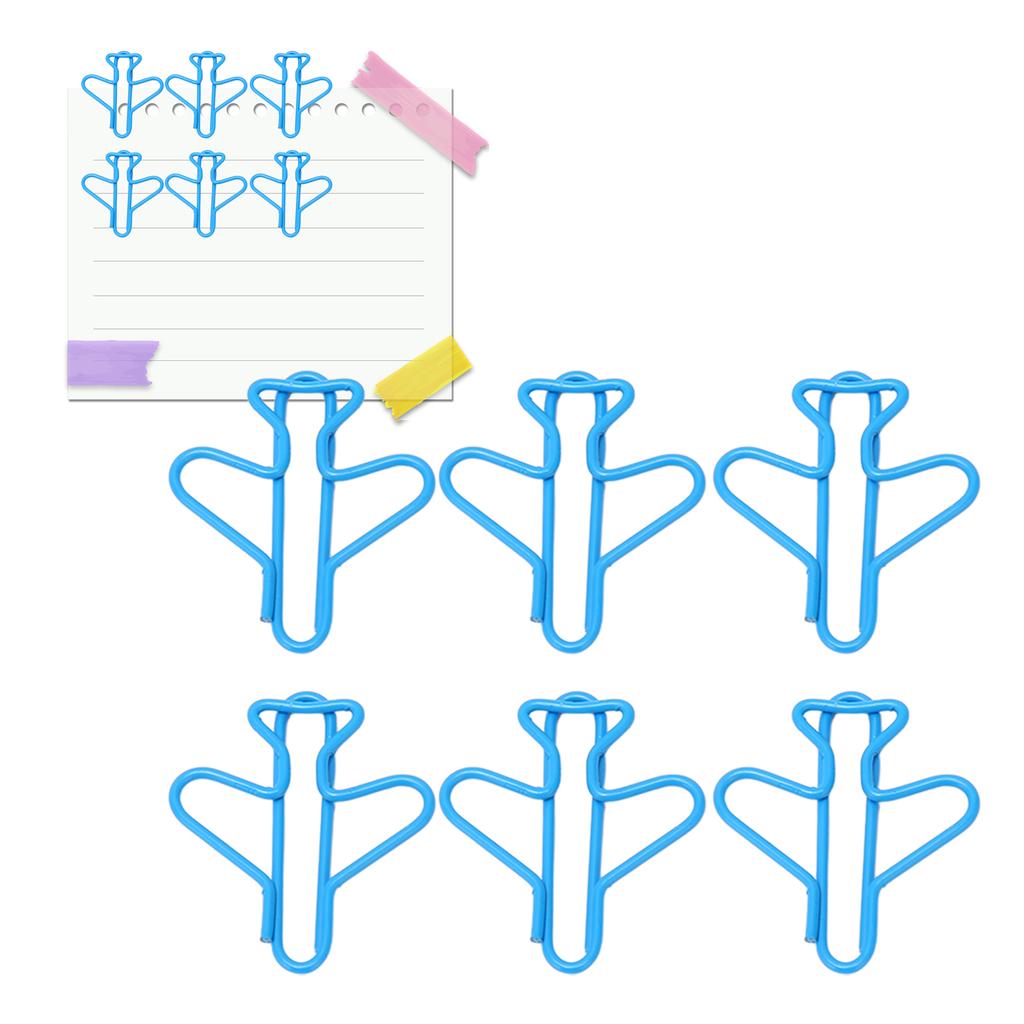 100Pcs Cute Paper Clips Plane Shape Design Covered Wire Bright Color   Paperclips for Scrapbook Card Papercraft