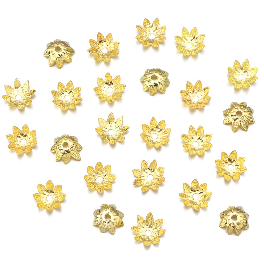 100Pcs Flowers Beads Caps 8/10/12mm Lotus Spacer beads Pendant Bead Tray for Jewelry Making Charms DIY Bracelet Necklace Earring