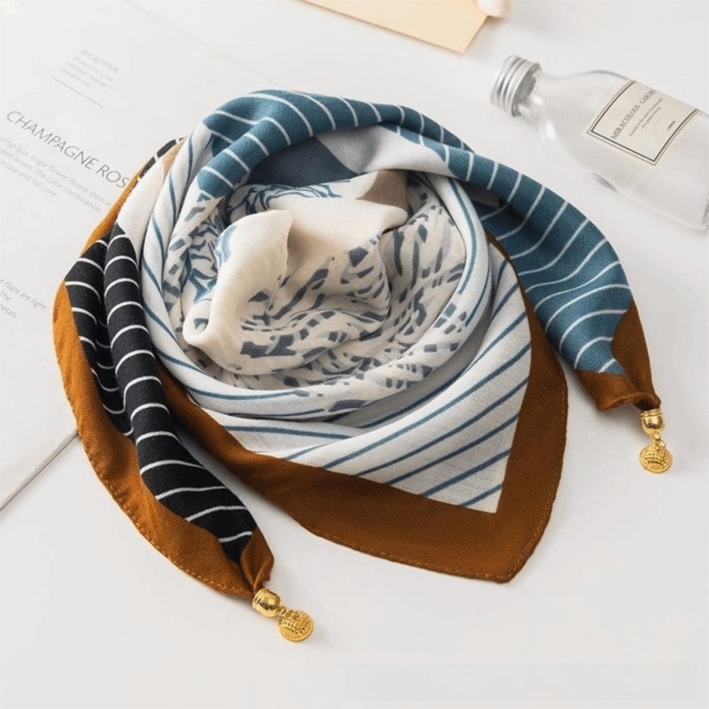 Magnetic Buckle Cotton Square Scarf Soft Cotton Hijab Wraps Fashion Headwear Soft Shawl  Girl Women