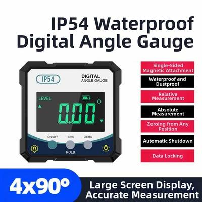 Digitales Winkelmessgerät 4x90° Wasserdichte Neigungsmessdose Einseitig Magnetisch Mit Magnetischer Basis Winkelmesser