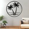 Iron Art Palm Tree Wall Art Mural Statue Weather‑Resistant Hooks for Outdoor Garden Fence Beach Summer Home Decor