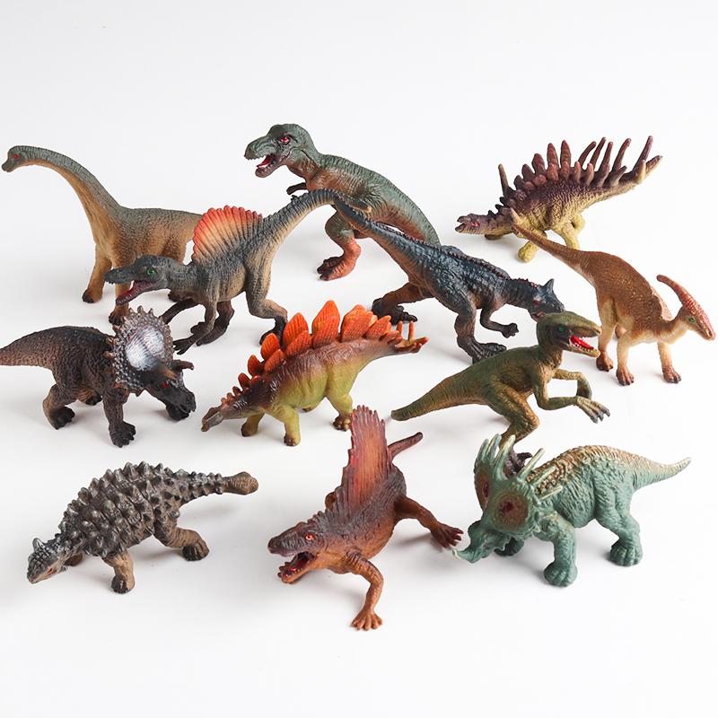 Oenux 12Pcs Jurassic Dinosaur Set Velociraptor Stegosaurus Spinosaurus T-Rex Model Action Figures Pvc Collection Kids Toy Gift