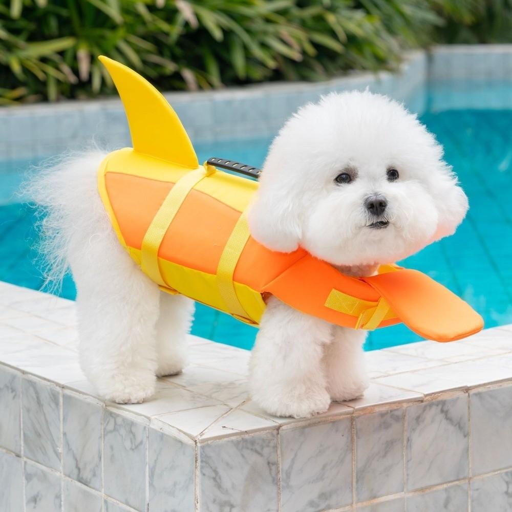 Shark Shape Dog Life Vest Adjustable Dog Life Preserver Dog Swimming Suit Boating Safety