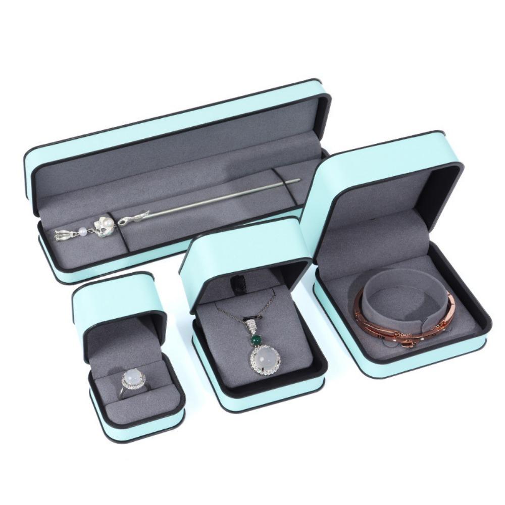 Round Corner PU Jewelry Box Rectangular Jewelry Display Box Modern Ring Gift Box  Engagement
